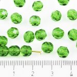 Round Faceted Fire Polished Czech Beads - Crystal Light Chrysolite Green Clear - 6mm