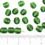 Round Faceted Fire Polished Czech Beads - Crystal Chrysolite Green Clear - 6mm