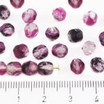 Round Faceted Fire Polished Czech Beads - Crystal Purple Violet Mix - 6mm