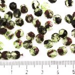 Round Faceted Fire Polished Czech Beads - Crystal Olive Olivine Green Brown Mix Clear - 6mm