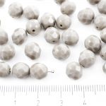 Round Faceted Fire Polished Czech Beads - Opaque Gray Grey - 8mm