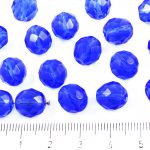Round Faceted Fire Polished Czech Beads - Crystal Dark Blue Sapphire Clear - 10mm