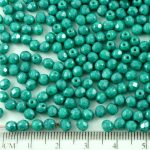 Round Faceted Fire Polished Czech Beads - Opaque Turquoise Green Blue Terracotta - 4mm