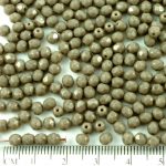 Round Faceted Fire Polished Czech Beads - Opaque Gray Grey - 4mm
