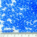 Round Faceted Fire Polished Czech Beads - Blue Opal - 4mm