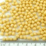 Round Faceted Fire Polished Czech Beads - Opaque Beige Brown Ivory - 4mm