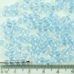Round Faceted Fire Polished Czech Beads - Crystal Light Blue Sapphire Clear - 4mm