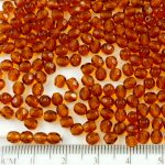 Round Faceted Fire Polished Czech Beads - Crystal Dark Yellow Topaz Clear - 4mm