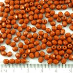 Round Faceted Fire Polished Czech Beads - Opaque Chocolate Brown - 4mm