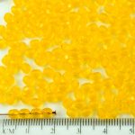 Round Faceted Fire Polished Czech Beads - Crystal Light Amber Yellow Clear - 4mm