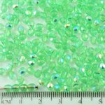 Round Faceted Fire Polished Czech Beads - Crystal Light Green Chrysolite Clear - 4mm