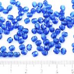 Round Faceted Fire Polished Czech Beads - Crystal Dark Blue Aqua - 4mm
