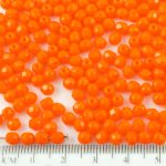 Round Faceted Fire Polished Czech Beads - Dark Carrot Orange Opaque - 4mm