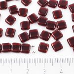 Two Hole Czech Beads - Crystal Garnet Red - 6mm