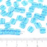 Two Hole Czech Beads - Crystal Aquamarine Blue - 6mm