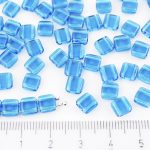 Two Hole Czech Beads - Crystal Capri Blue - 6mm