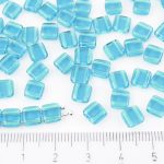 Two Hole Czech Beads - Crystal Turquoise Green Blue - 6mm