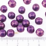 Round Czech Beads - White Alabaster Opal Vega Purple Luster - 8mm
