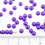 Round Czech Beads - Matte Gold Shine Purple Pearl - 4mm