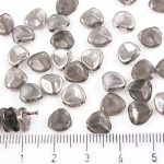 Flower Petal Czech Beads - Crystal Hematite Silver Half - 8mm