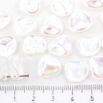 Flower Petal Czech Beads - Crystal Clear Ab Half - 14mm