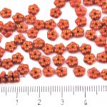 Forget-Me-Not Flower Czech Small Flat Beads - Gold Shine Orange Matte Pearl - 5mm