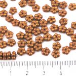 Forget-Me-Not Flower Czech Small Flat Beads - Gold Shine Amber Yellow Gold Matte Pearl - 5mm