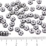Forget-Me-Not Flower Czech Small Flat Beads - Pastel Pearl Silver Gray - 5mm