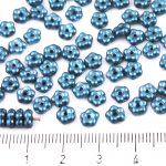 Forget-Me-Not Flower Czech Small Flat Beads - Pearl Pastel Teal Blue Turquoise - 5mm