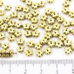 Forget-Me-Not Flower Czech Small Flat Beads - Metallic Gold Full - 5mm