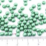 Round Czech Beads - Matte Pearl Emerald Green - 4mm