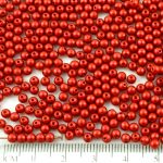 Round Czech Beads - Matte Metallic Lava Red - 3mm