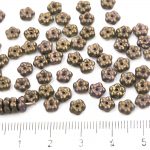 Forget-Me-Not Flower Czech Small Flat Beads - Gold Shine Brown Bronze Matte Pearl - 5mm