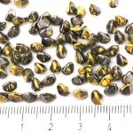Pinch Czech Beads - Metallic California Graphite Silver Gold Half - 5mm