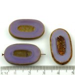 Oval Flat Table Cut Czech Beads - Picasso Silk Purple - 26mm