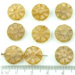Flower Coin Table Cut Flat Czech Beads - Picasso Matte Purple Opal Rustic - 12mm