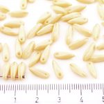 Dagger Leaf Czech Beads - Cream Beige Silk Striped - 11mm