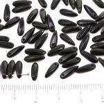 Dagger Leaf Czech Beads - Opaque Jet Black - 11mm