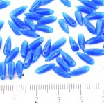 Dagger Leaf Czech Beads - Alabaster Aquamarine Blue - 11mm