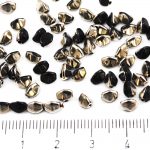 Pinch Czech Beads - Opaque Black Silver Half - 5mm