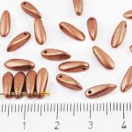 Dagger Leaf Czech Beads - Metallic Matte Bronze Vintage Copper - 11mm