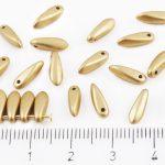 Dagger Leaf Czech Beads - Matte Metallic Bronze Pale Gold - 11mm