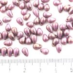 Teardrop Czech Beads - Opaque Purple Gold Luster - 6mm