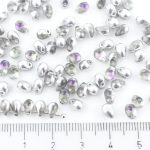 Teardrop Czech Beads - Crystal Metallic Silver Purple Vitrail Light Half - 6mm