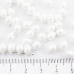 Teardrop Czech Beads - White Alabaster Opal Luster Pearl - 7mm