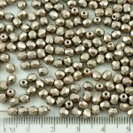 Round Faceted Fire Polished Czech Beads - Pearl Pastel Taupe Gray Brown - 4mm
