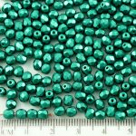 Round Faceted Fire Polished Czech Beads - Pastel Pearl Teal Green Turquoise - 4mm
