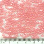 Round Faceted Fire Polished Czech Beads - Crystal Rose Pink Opal - 3mm