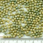 Round Faceted Fire Polished Czech Beads - Picasso Opaque Beige Brown Ivory Blue Terracotta - 3mm