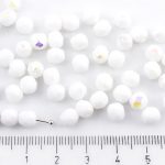 Round Faceted Fire Polished Czech Beads - White Alabaster Opal Ab Half - 6mm